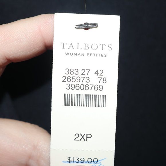 Talbots Black Short Sleeve Faux Wrap Sheath Midi Dress Women's Size 2XP-NWT - Picture 8 of 9